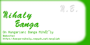 mihaly banga business card